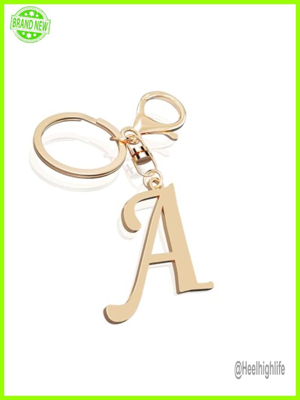 Gold Initial Letter Keychain Stainless Steel Charm for Handbag Backpack